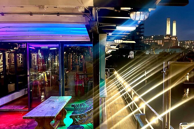 Dark Comedy on Battersea Barge - Arrival on the all-glass deck and that selfie terrace moment