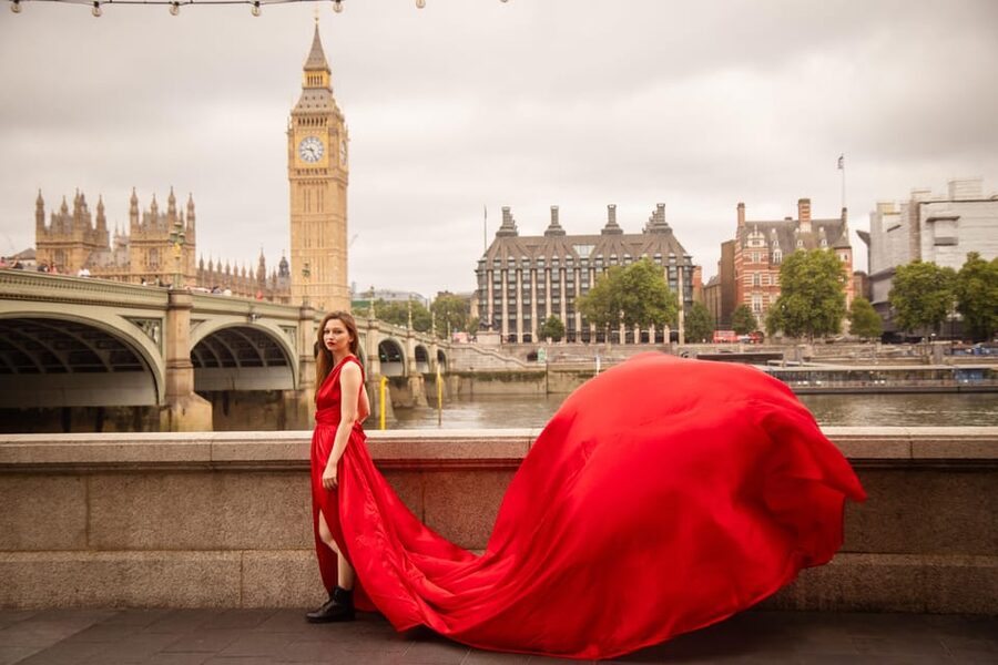 Flying dress professional photoshoot with pro photographer - The Flying Red Dress (Sizes S to L) and the Real Role of an Assistant