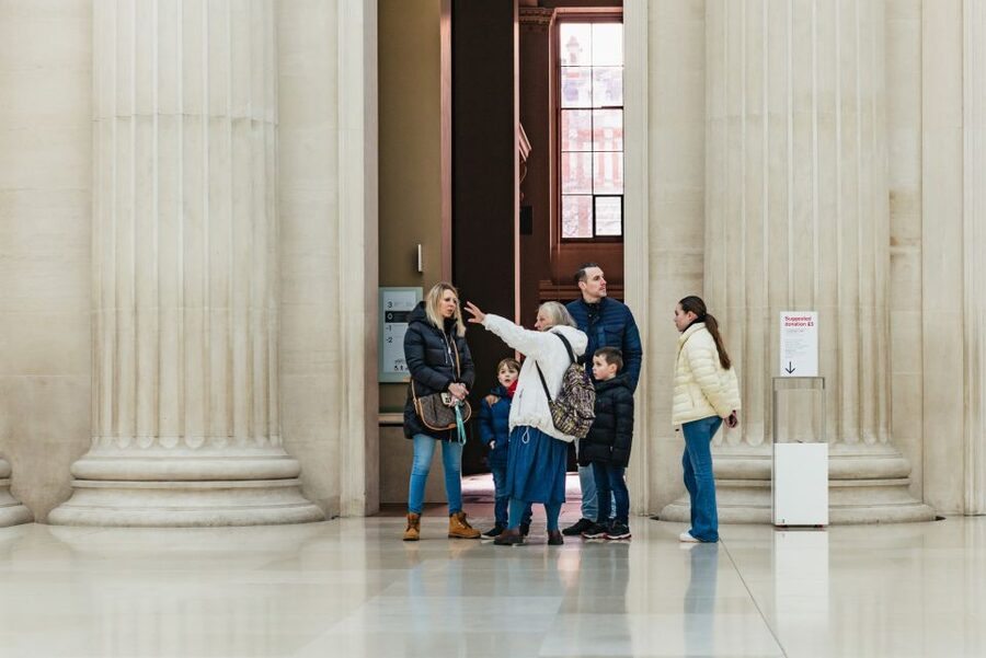 London: British Museum Family-Friendly Private Guided Tour - Finding the guide fast: the stairs at the main entrance