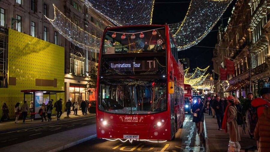 London: Christmas Lights Santa Sleigh Open-Top Tour - Oxford Street Glitter and the Return via Whitehall