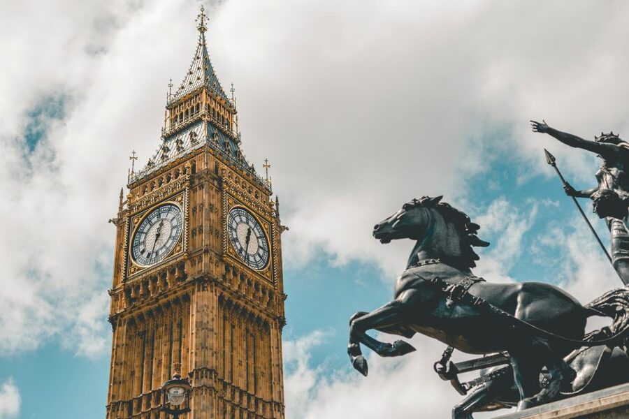 London: London in WW2 and Churchill War Rooms Entrance - Houses of Parliament and Big Ben: famous sights with wartime interruptions