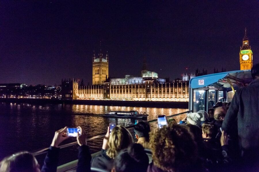 London: Nighttime Open-Top Sightseeing Tour with Live Guide - Getting On: First-Come Seats, Upper Deck Views, and Where to Meet