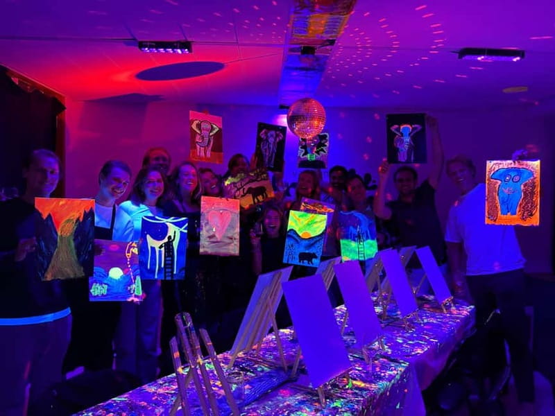 London: Paint and Sip in the Dark with Bottomless Drinks - Price and value: $50 for 2 hours of art plus drinks